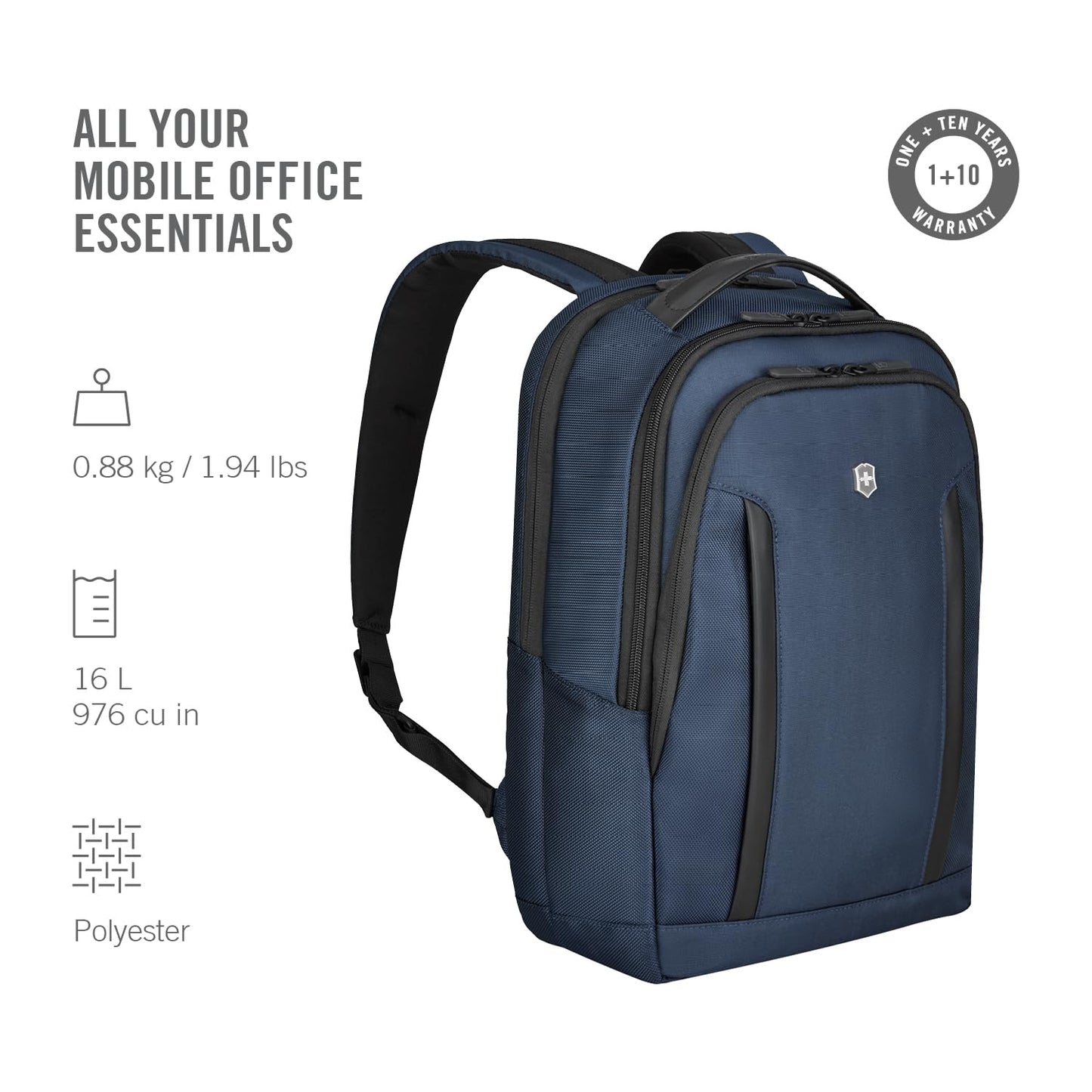 Victorinox Altmont Professional, Compact Laptop Backpack, Blue, 16 Litres, Swiss Designed, 653285
