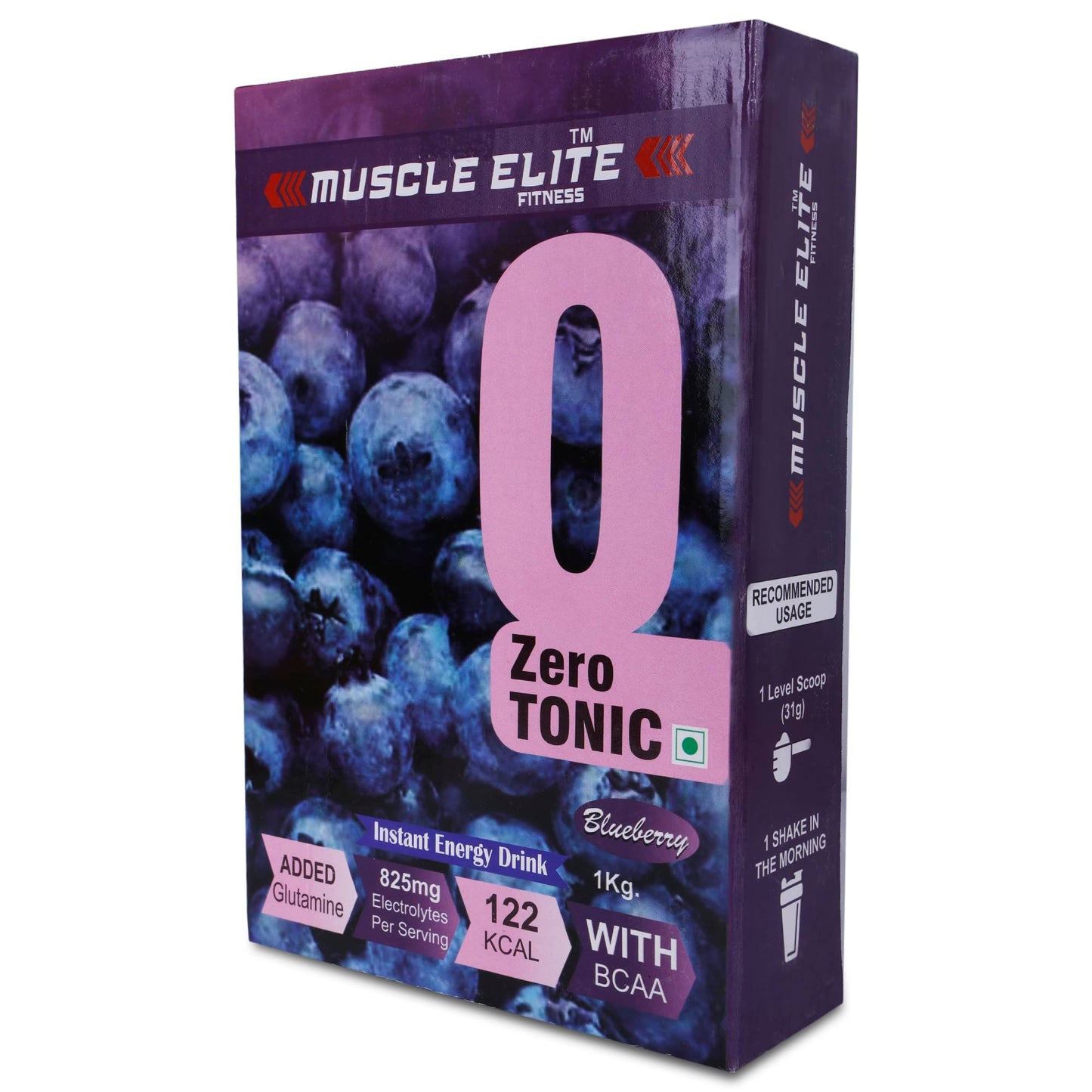 Muscle Elite Fitness Isotonic Instant Energy Drink Formula, Energy Drink BCAA, 825mg Electrolytes [32 Servings, Blueberry]