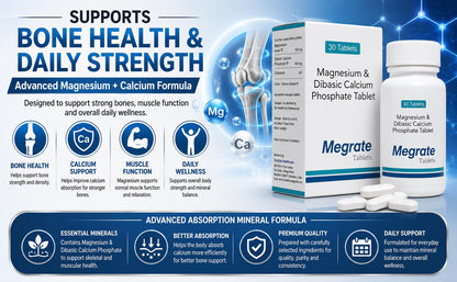 Docttray Megrate Magnesium and Dibasic Calcium Phosphate Tablets-30 Tablets