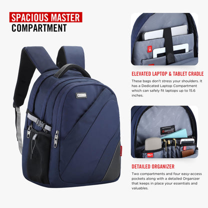 HARISSONS Fortuner 28L Laptop Backpack for Men & Women (Navy) | Lightwe- image 5