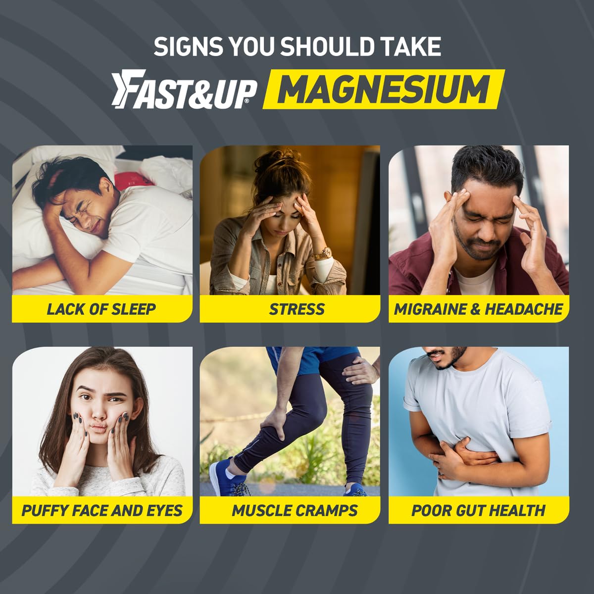 Fast&Up Magnesio - Restful Sleep Supplement - Magnesium & Zinc for Stress Management & Promoting Deep Sleep (60 Effervescent Tablets, Lime & Lemon Flavor)