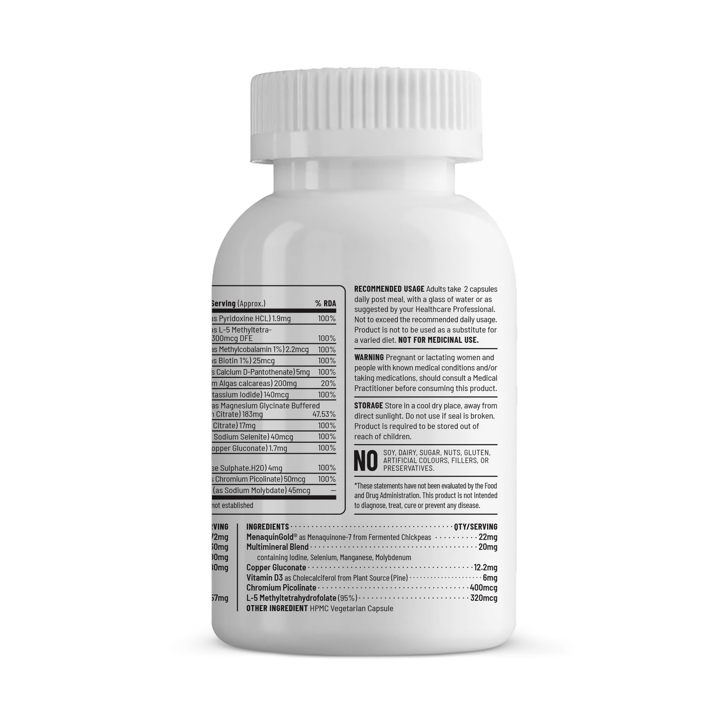 Unived Multivitamin & Minerals Capsule for Men | 100% RDA of all Vitamins with Algae Calcium & Plant-Based Vitamin D3 plus Important Minerals | Complete formulation for Health & Wellbeing