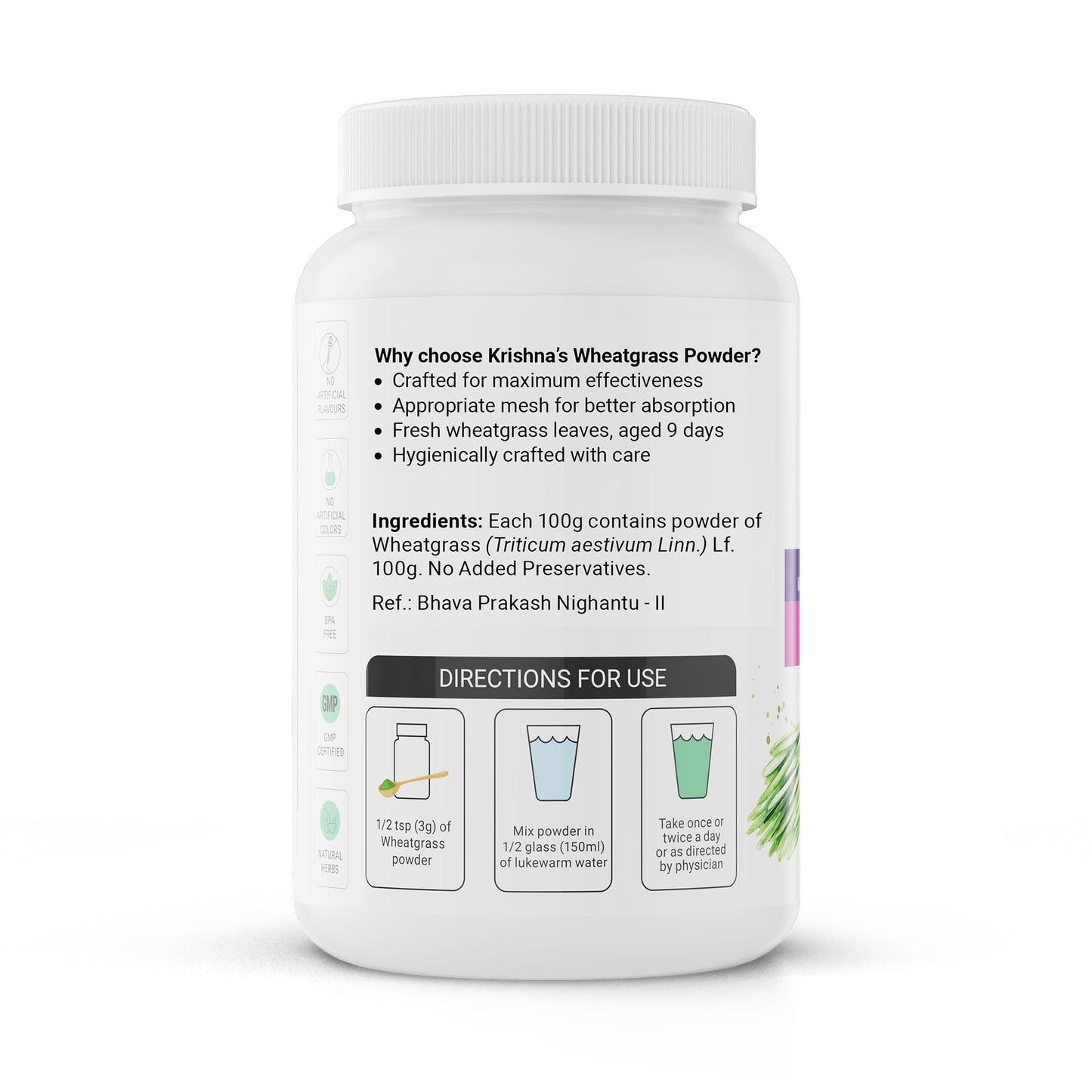 Krishna's Wheatgrass Powder - 100 g | (Pack of 2) | Prepared from 9th day picked fresh wheatgrass leaves | Finest Herbal Detoxifier | Nutrition Powder