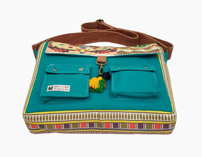 The House of tara Messenger Bags for Women | Green Laptop Messenger Bag made with Canvas | Fits up to 15.6 Inches Laptop/MacBook | Ladies Crossbody Sling Bag Comes with 2 External Pockets
