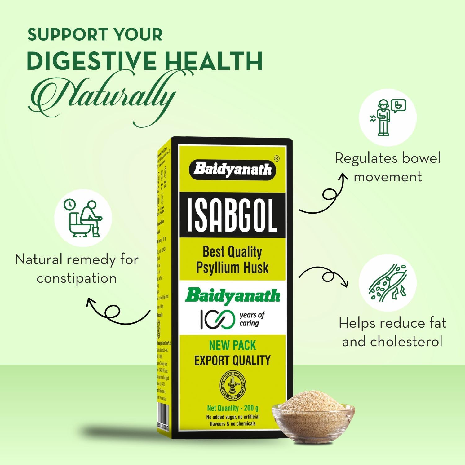 Baidyanath Isabgol - Psyllium Husk Powder - 200gm | Effectively Relieve- image 6