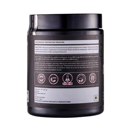 MANGO HERBS Beast Pro: Powerful Testosterone Booster for Men|Natural Libido Enhancer|Supports Strength,Stamina & Vitality|Ayurvedic Proprietary Medicine|Vegetarian,Powder,1 count,150 grams
