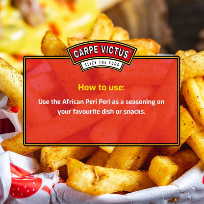 Carpe Victus No Onion No Garlic Jain Peri Peri Masala Powder, Instant Spice Mix for French Fries, Pizza, Pasta, Popcorn, Chips, Authentic African Piri Piri Seasoning or Fine Taste & Quality, 100gms