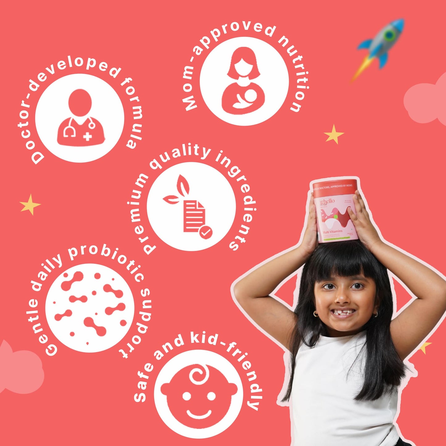 WHELLO Multivitamin Gummies for Kids | 4+ Years | 30 Gummies | With Real fruit and Vegetables , Vitamin D, C, Zinc, K and Vegan | No Added Sugar | Doctor Formulated (Strawberry Flavour), Improves Immunity & Bone heath