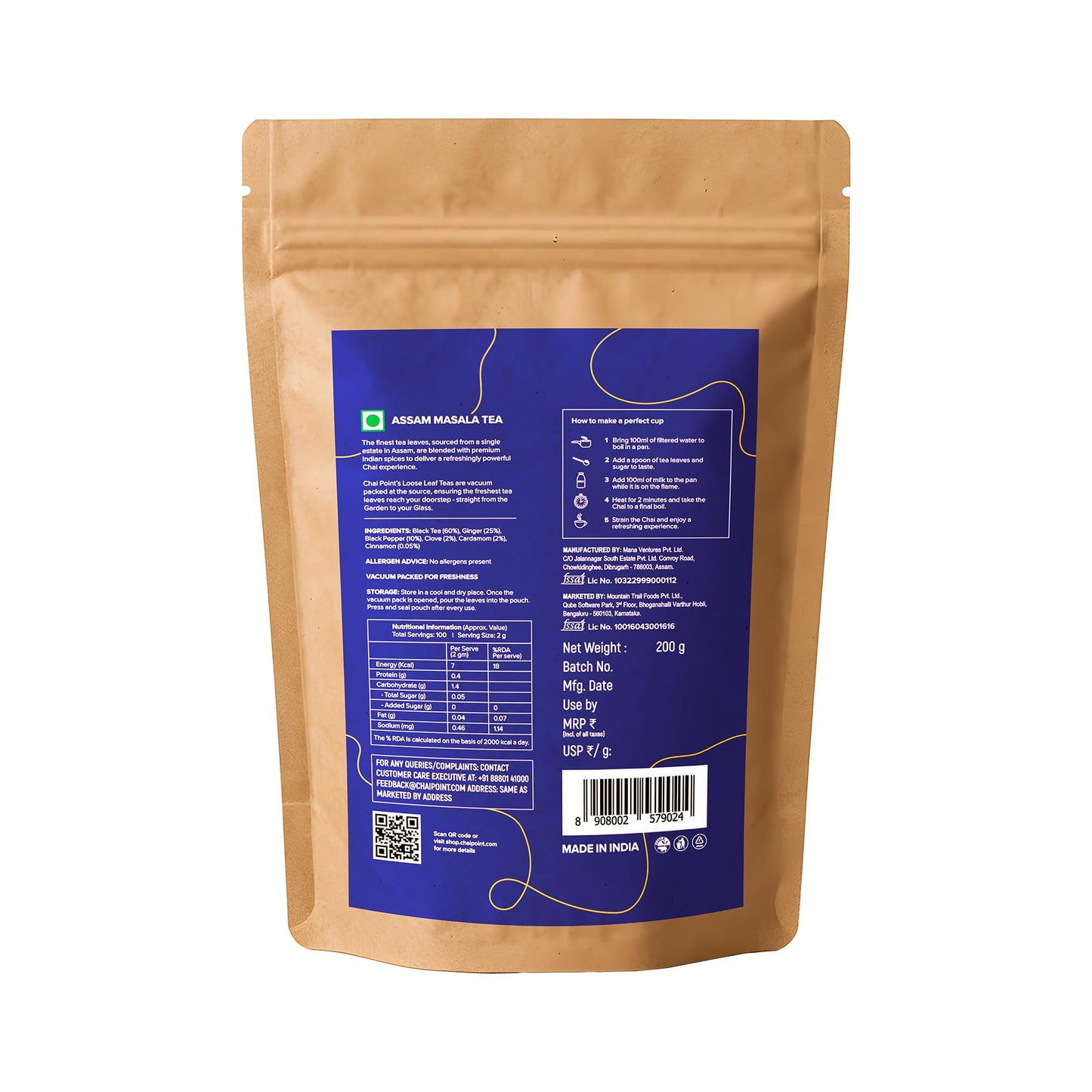 Chai Point Assam Masala Tea (200g) | Premium Chai Patti with 100% Natural Spices | Single-Origin Assam Tea | Authentic Masala Chai Blend