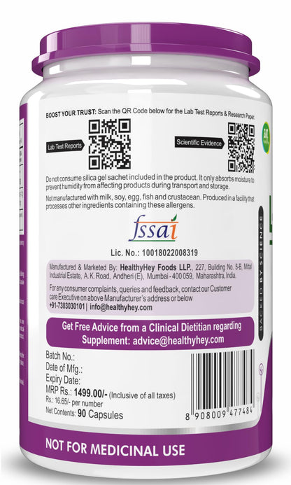 HealthyHey L-Theanine-Support Relaxation - 90 Vegetarian Capsules (Pack of 1)