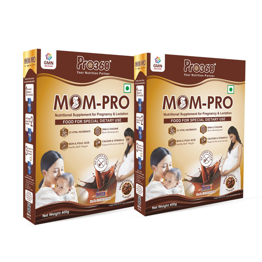 Pro360 MOM Protein Powder Nutritional Supplement for Pregnant & Lactating Women – Complete Maternal Nutrition during Pregnancy – Swiss Chocolate Flavor – (400+400) g Pack of 2