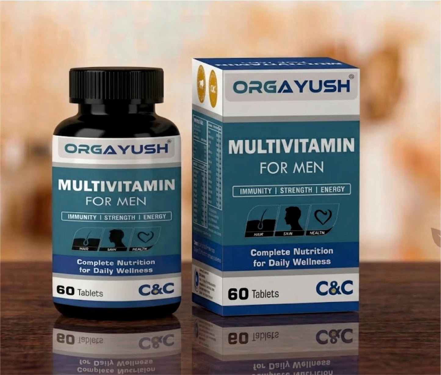 ORGAYUSH Men’s Multivitamin Tablets – Daily Energy & Immunity Support Supplement with Ginseng, Ginkgo Biloba, Grape Seed Extract, Vitamin B Complex, Vitamin C, Vitamin E (Pack of 1)