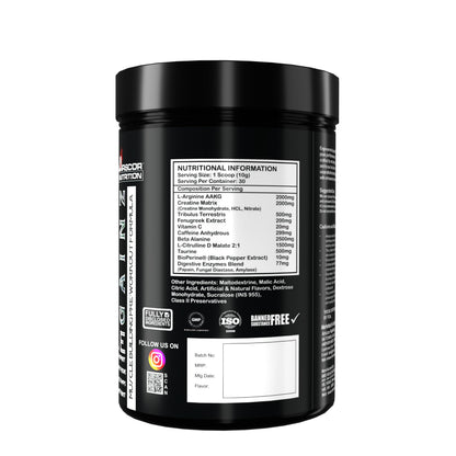 Gainz Pre Workout Powder: Hybrid Pre-workout Supplement for Muscle Gain & Energy Booster with 2000mg Creatine Matrix , 2000mg L Arginine AAKG, 2500mg Beta-Alanine, 299mg Caffeine Anhydrous,1500mg L-Citrulline D Malate 2:1 (300g, Rocket Pop)