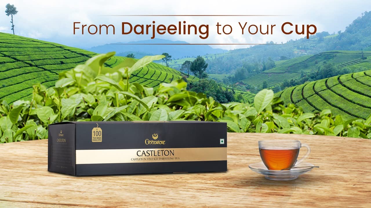 Goodricke Castleton Vintage Darjeeling Tea Bags 100 Count | Premium Single Estate Whole Leaf | Black Tea |Muscatel is a Taste note | Exclusive Tea 180g