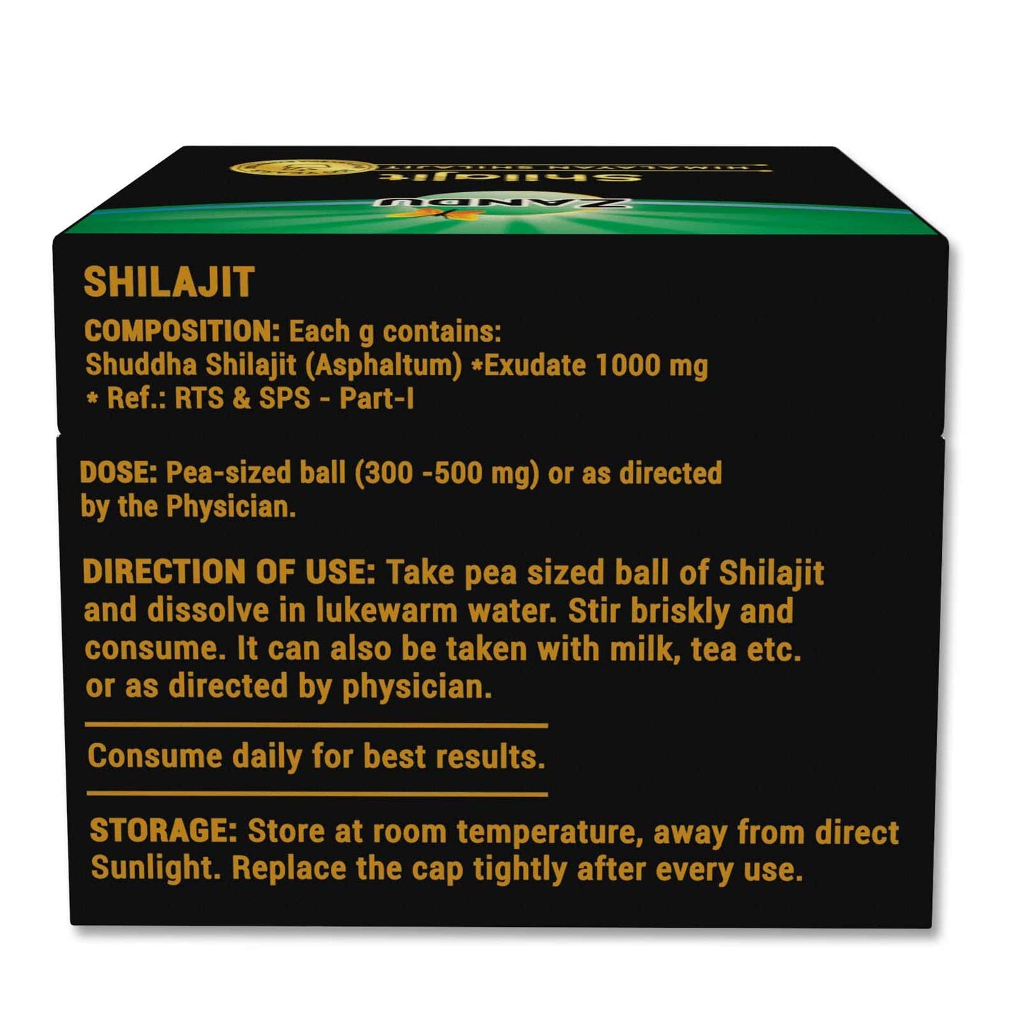 Zandu Pure Himalayan Shilajit Resin, 20 Grams (Pack of 1) | Natural & Ayurvedic| Helps Enhance Strength & Stamina | Maintains Overall Holistic Wellness, 40 Servings