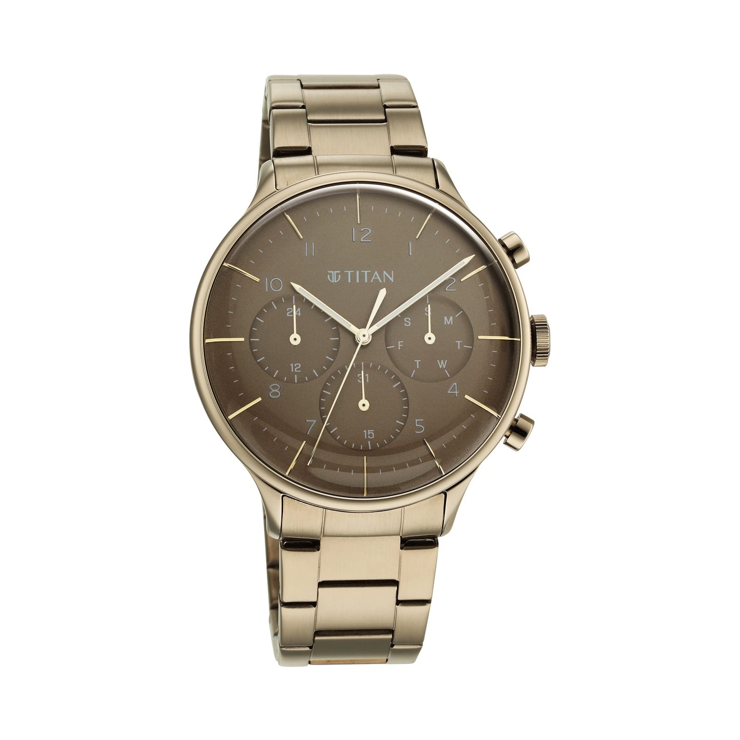 Titan Urban Magic Quartz Multifunction Brown Dial Brown Stainless Steel- image 5