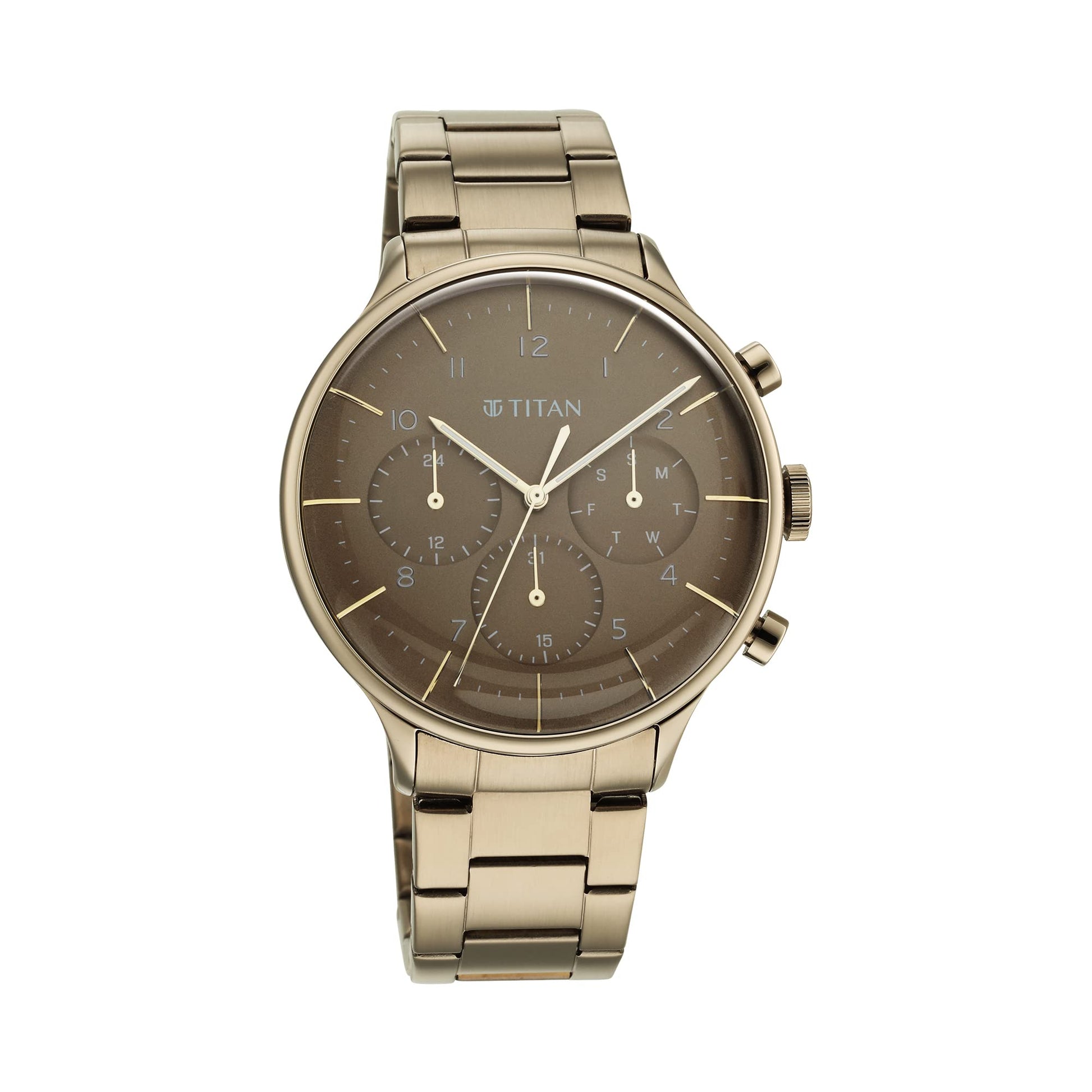 Titan Urban Magic Quartz Multifunction Brown Dial Brown Stainless Steel- image 5