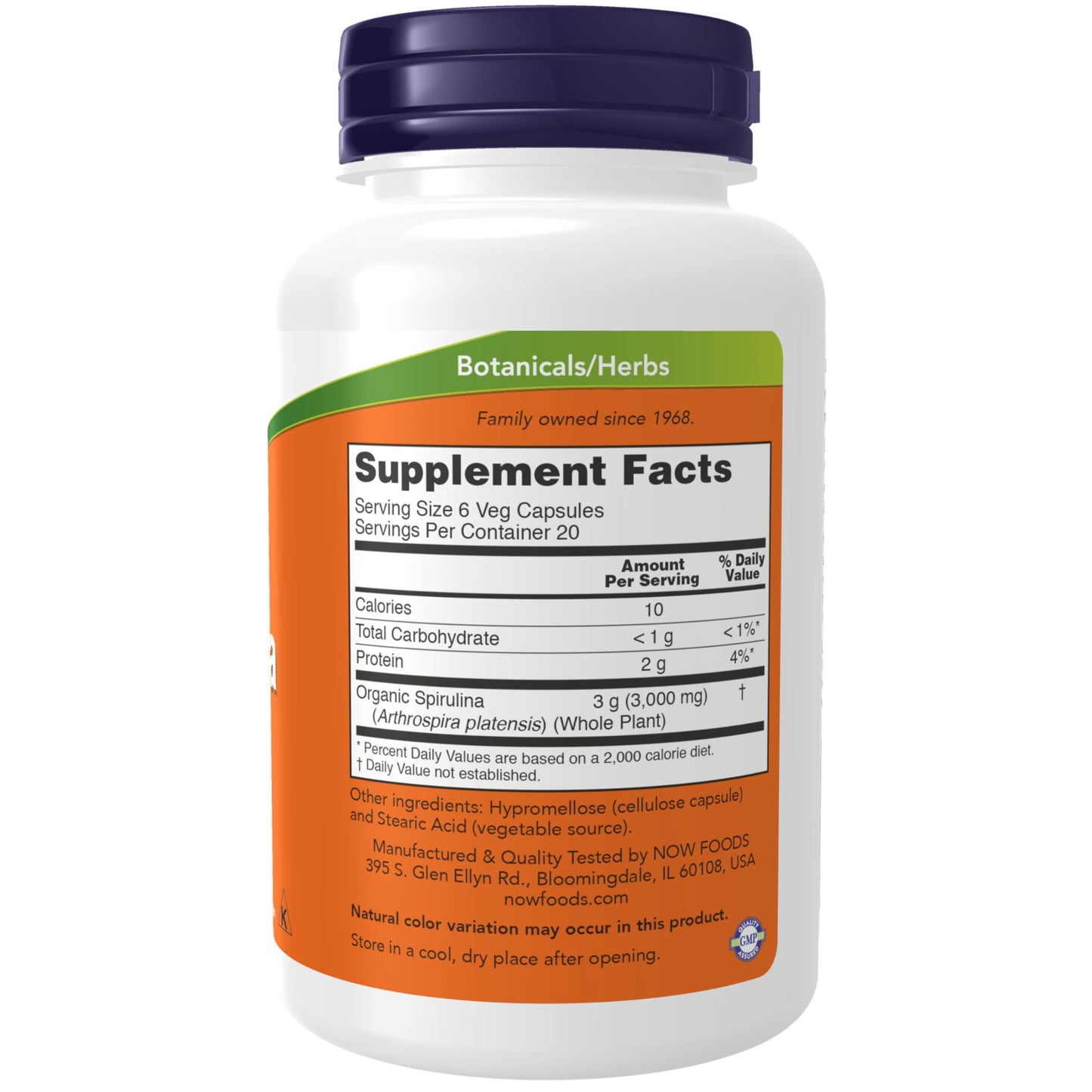Now Foods, Natural Spirulina, 500 mg, 120 Veg Capsules- image 8