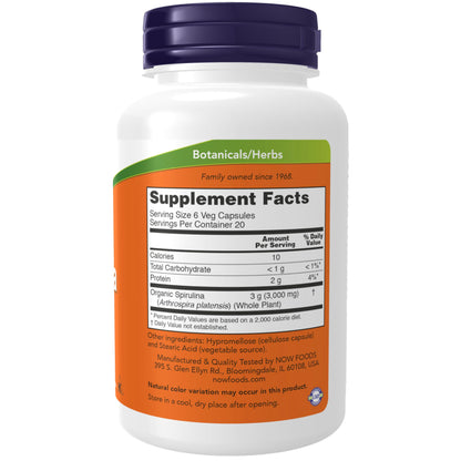Now Foods, Natural Spirulina, 500 mg, 120 Veg Capsules- image 8