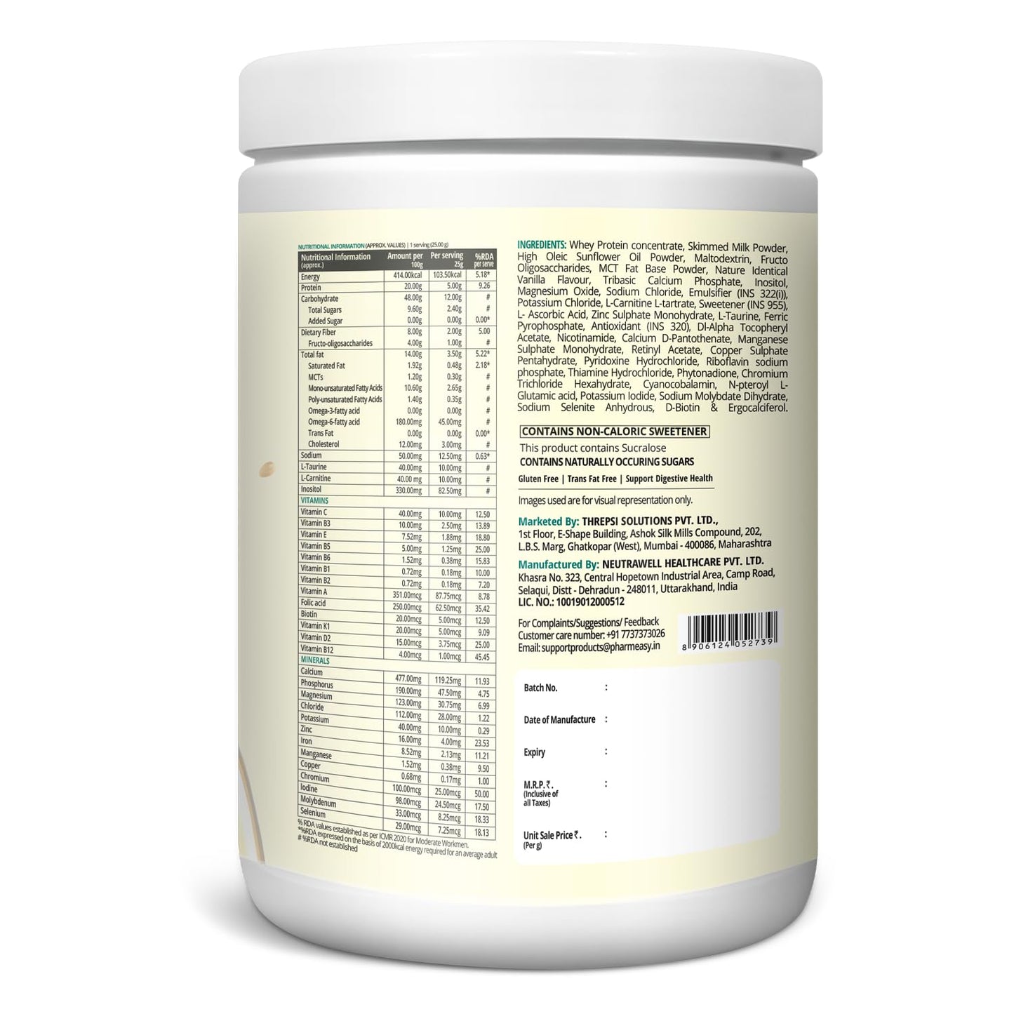 PharmEasy Diabetic Protein Powder - 400g | 5g Protein Per Serving | Sugar-Free Protein Powder for Diabetic Care | Supports Healthy Sugar Levels & Weight Balance | Vanilla Flavor