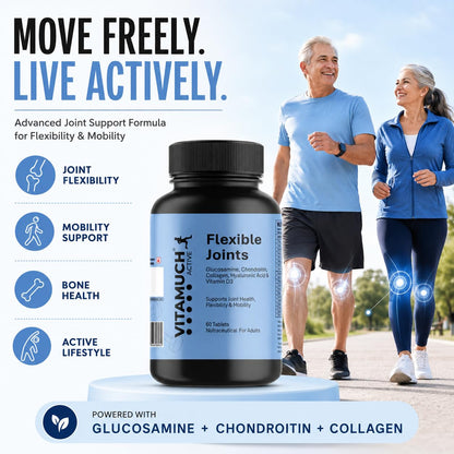 Vitamuch Joint Support Tablets with Glucosamine, Chondroitin, Collagen Type II, Hyaluronic Acid & Vitamin D3 | Joint Care Supplement for Men & Women | 60 Tablets