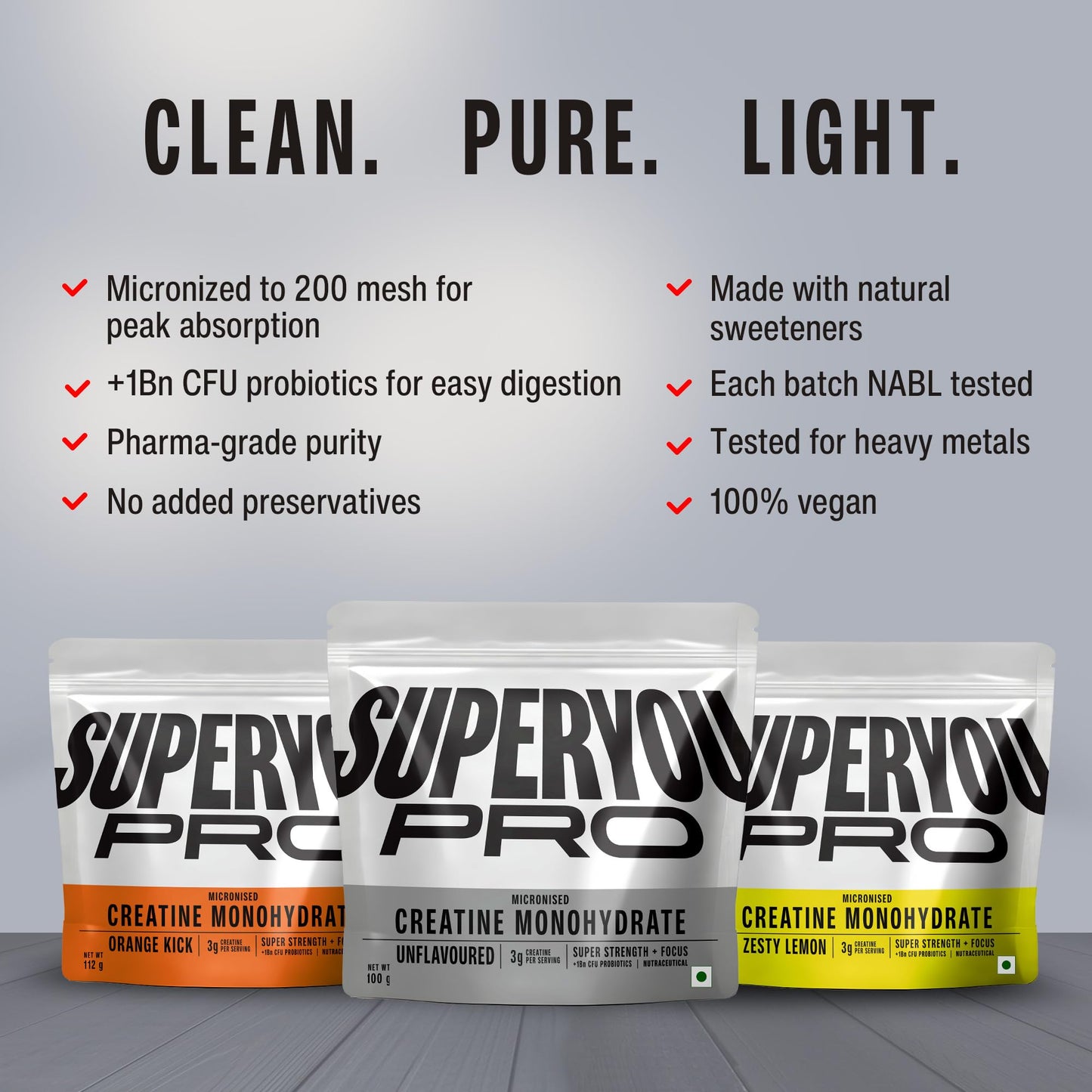 SuperYou Pro Micronized Creatine Monohydrate Powder | Orange Kick | 112g | 33 Servings | Micronized to 200 Mesh | Enhanced Muscle Strength with Rapid Absorption |Pre-Post Workout Supplement