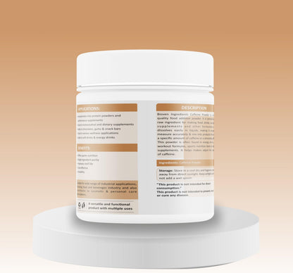 Caffeine Powder | High-Purity Food Additive| Dietary Supplements & Functional Nutrition | Energy Drinks, Beverages & Fortified Food Applications | 125 gm