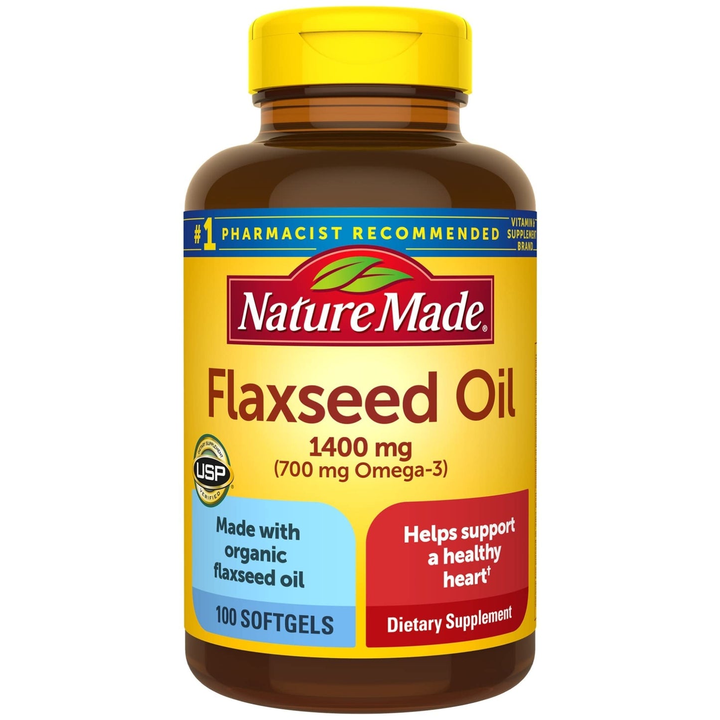 Nature Made Flaxseed Oil 1400mg, 100 Softgels
