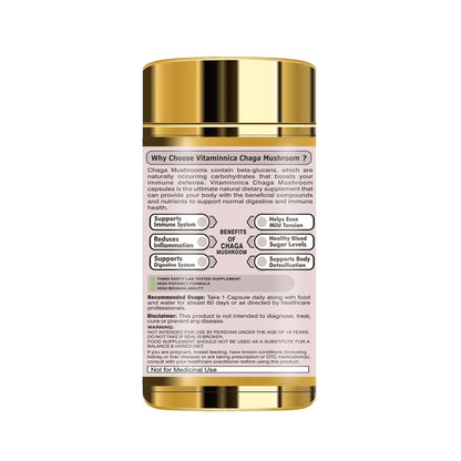 Vitaminnica Chaga Mushroom- 60 Capsules | Natural Antioxidant Support for Immune System