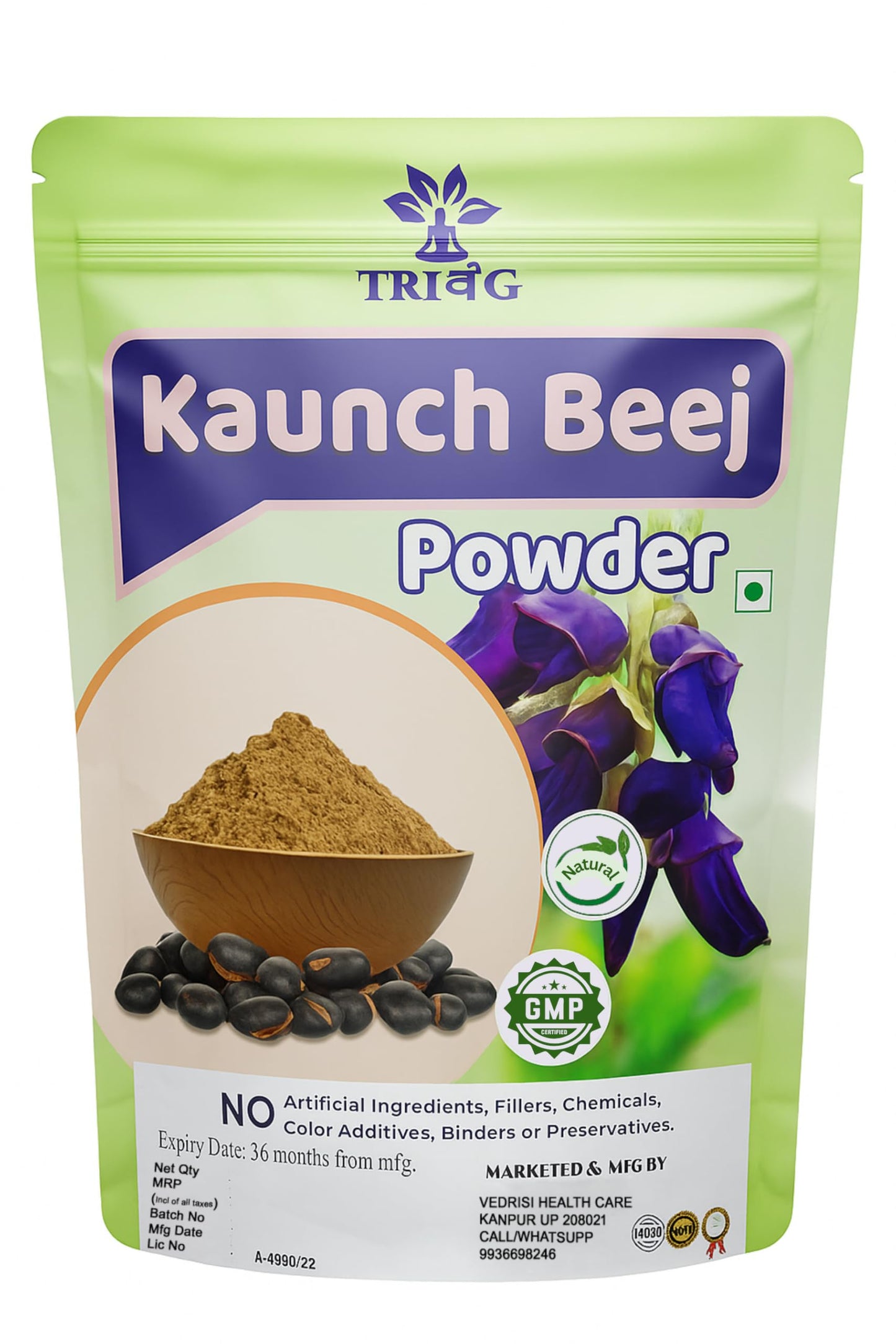 Trivang Safed Musli, Ashwagandha, Kaunch, Shatavari Powder Combo - Herbal Supplement - 4 Items (100gm(eachPack))