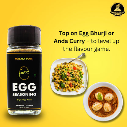 MASALA POTLI� Egg Seasoning Sprinkles Masala for Boiled Egg, Scrambled Egg (Glass Sprinkler Jar, 70 Grams)