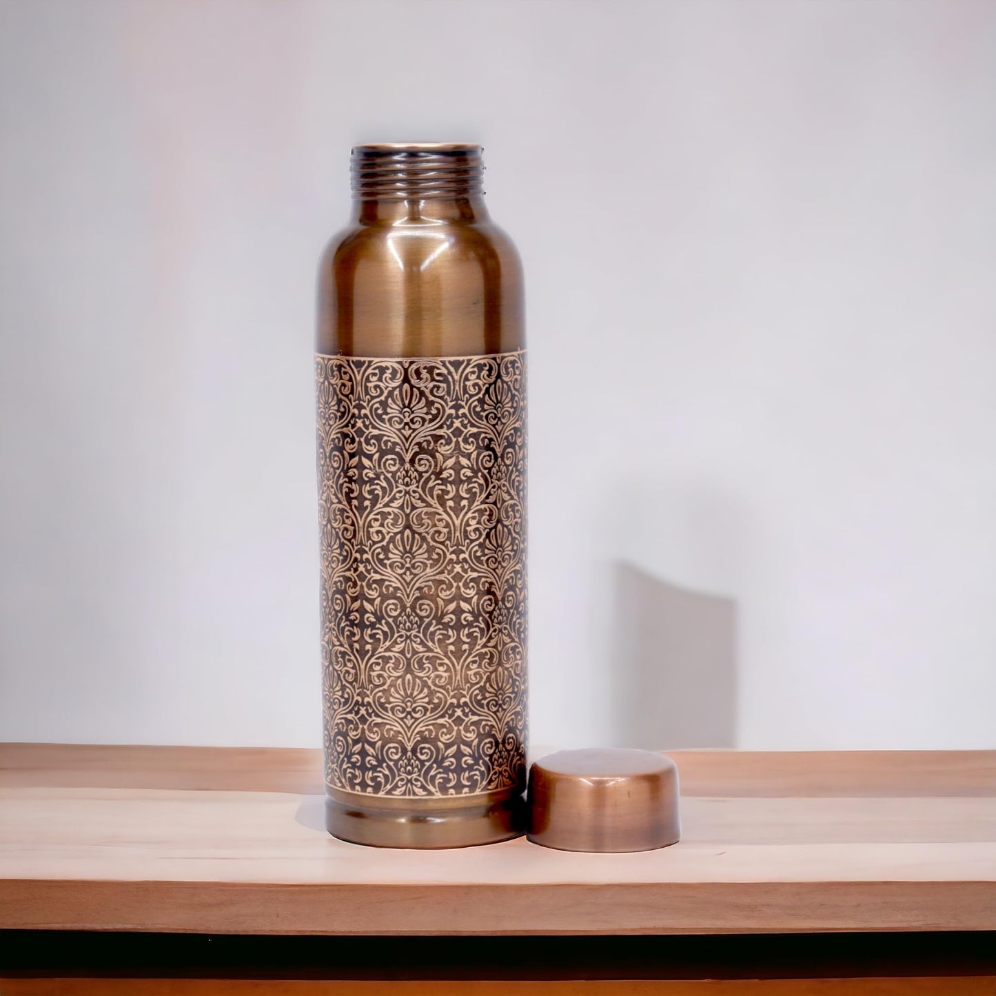 KUVI Copper Water Bottle 1 Litre | Leak Proof, Durable & Rust Proof | Ayurveda and Yoga Health Benefits | Eco Friendly Water Bottle 1000 ml | Office/Gym/Travel Bottle (Milton Matt A/E)