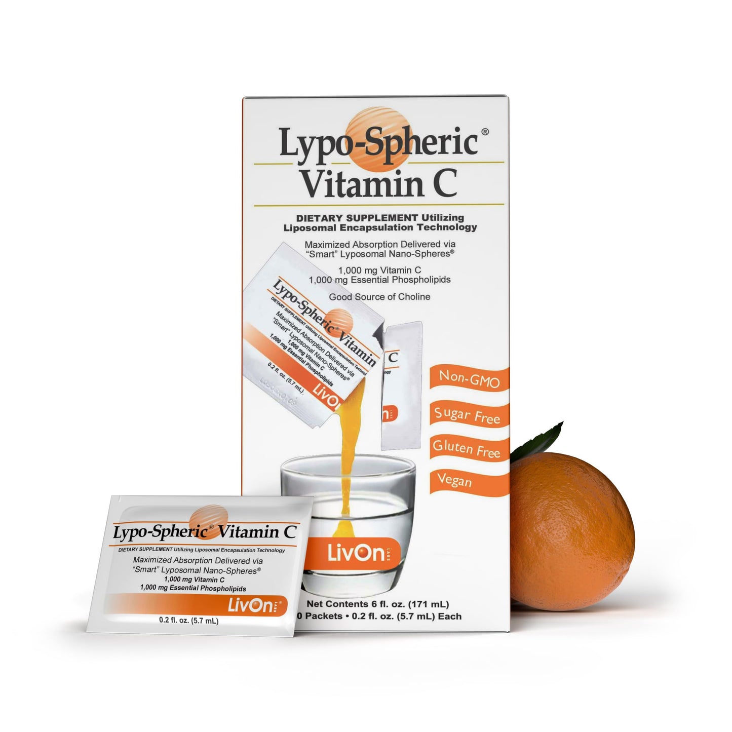 LivOn Laboratories ASTERVEDA Lypo-Spheric Vitamin C Supplements,Liposomal Encapsulation Technology,Supports Natural Collagen Production,Supports Immune System,Rich In Antioxidants (30 Packets)