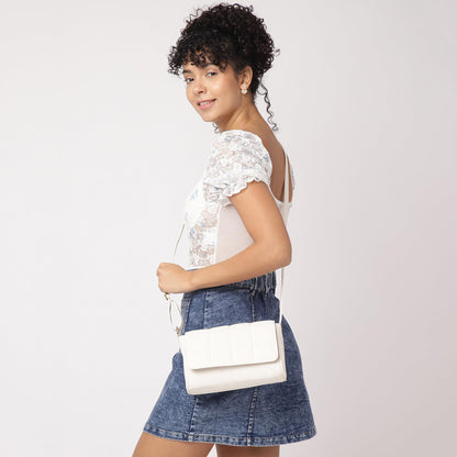 Fastrack Quilted Sling Bag for Women | Chic Crossbody Bag for Girls, Ladies, Women | Spacious Bag with Slip Pocket Made of Faux Leather