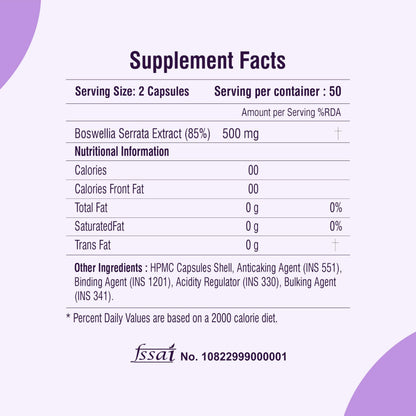 RASKAM BOSWELLIA Serrata Extract - 120 Vegetable Capsules