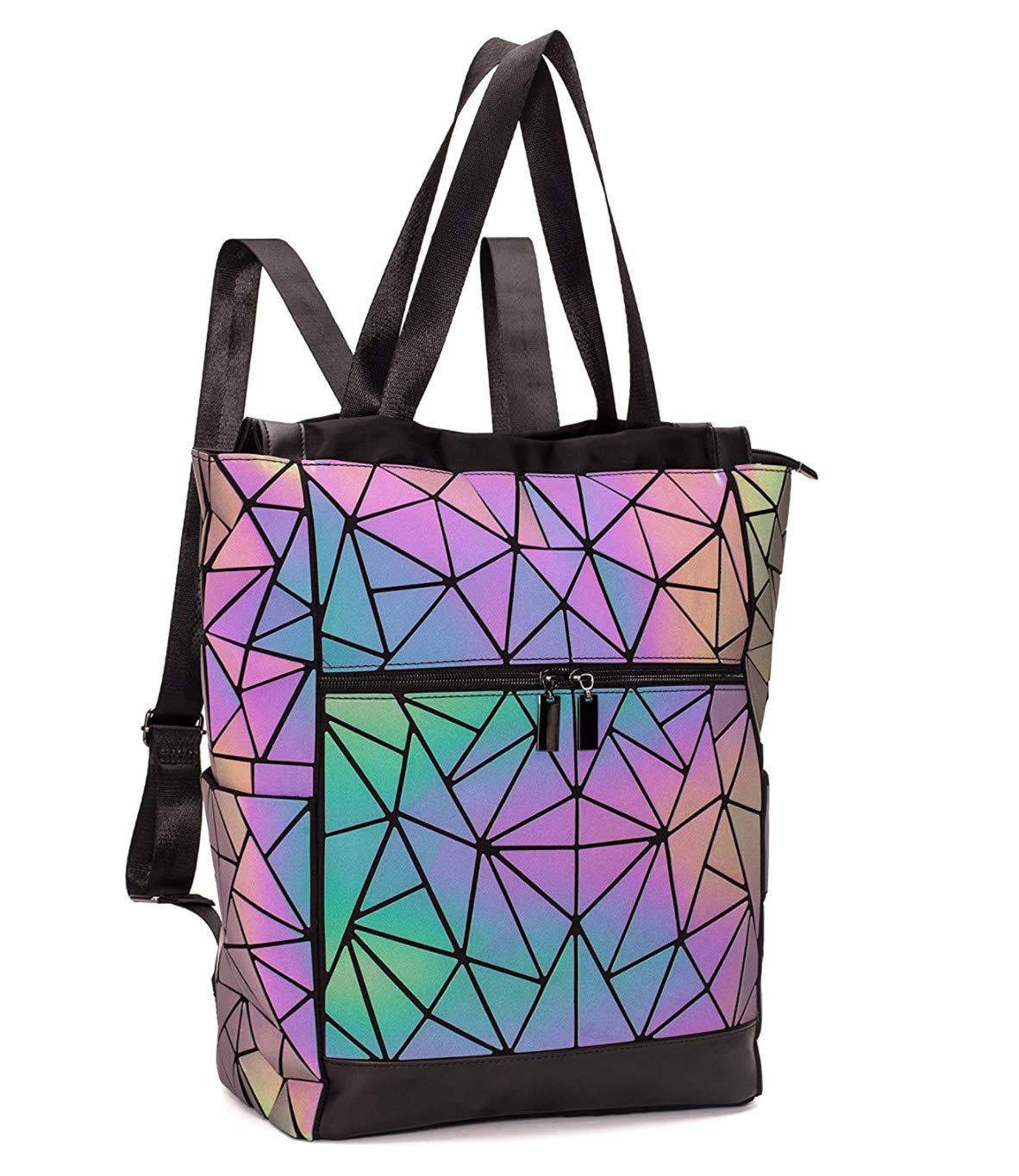 Aeoss Women's Reflective Holographic Color Changing Geometric Lattice Travel Backpack with Laptop Compartment, Black