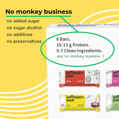MONKEY BAR - Assorted Protein Bars - 8 Pack, 50grams each, 10-13g Prote- image 8