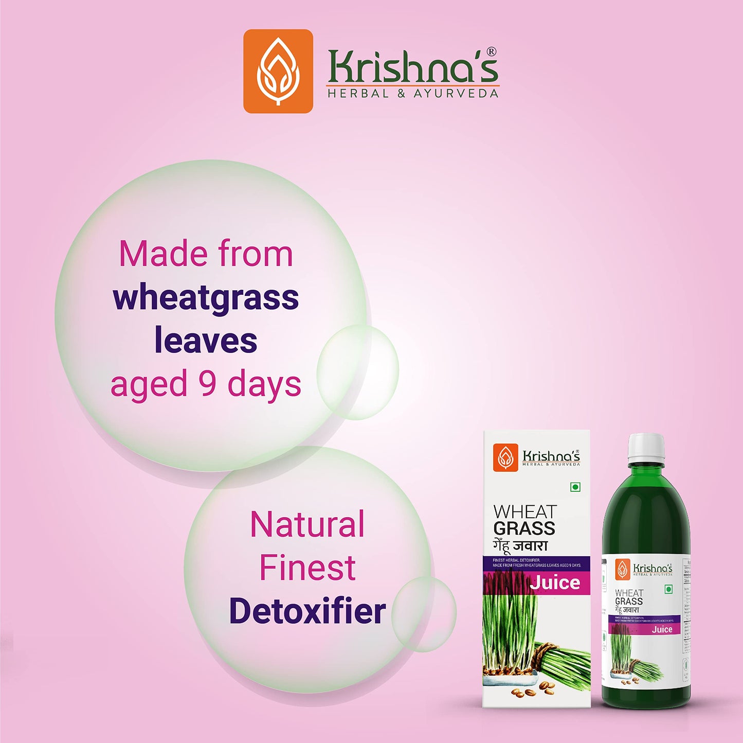Krishna's Wheatgrass Juice - 1000 ml | (Pack Of 2) | Finest Herbal Detoxifier | Builds a Strong Immune System