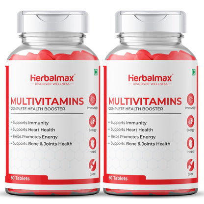 Herbal Max Multivitamin Tablets – 120 Tablets (Pack of 2) | With Zinc, Vitamin C, D3 & Multiminerals | Daily Immunity, Energy & Antioxidant Support | For Men & Women