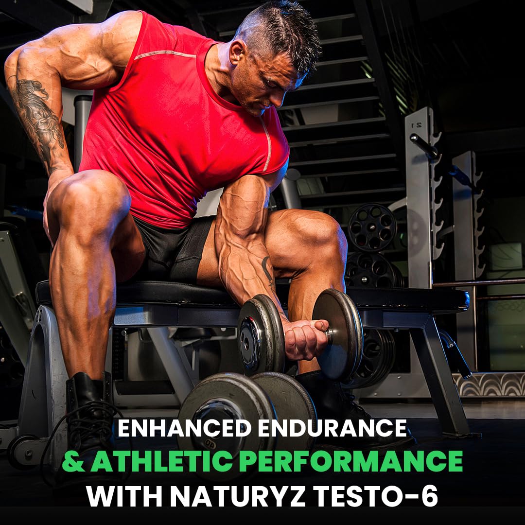 Naturyz Testo-6 Plant based Supplement For Men 2100mg per serving with Maximum Strength 1000mg Tribulus Terrestris, Safed Musli, Kaunj, Ashwagandha for Muscle gain, Stamina & Strength - 60Tablets