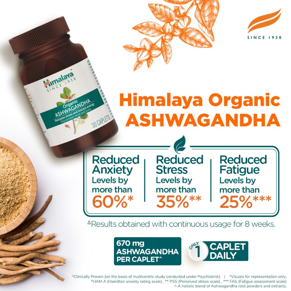 Himalaya Organic Ashwagandha 670Mg Tablet |Helps Release Stress | Rejuvenates Mind And Body | General Wellness | Pack Of 30