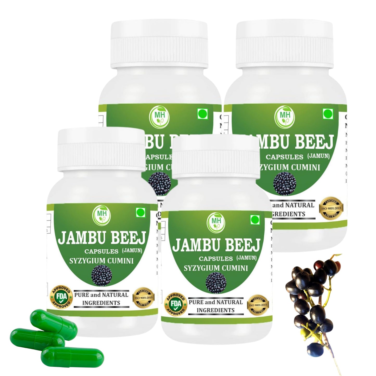 MORSAN HEALTHCARE | Jambu Beej Capsules 500mg – 60 Count | 4 Pack | Vegetarian | Plant-Based | Herbal Supplement | No Artificial Additives | Gluten-Free | Organic |