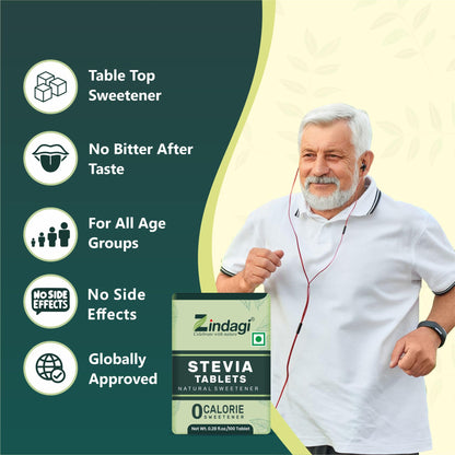 Zindagi Stevia Sugar Free Tablets | Natural Stevia Powder | Zero Calorie Sweetener | Combo Pack