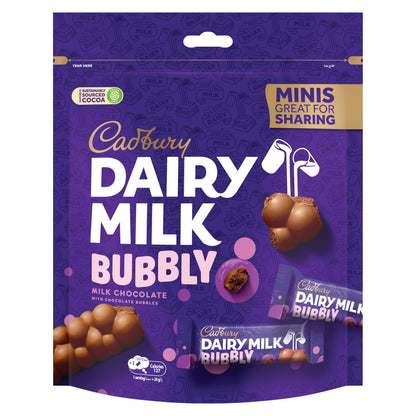 Cadbury Dairy Milk Bubbly Minis Milk Chocolate with Chocolate Bubbles, Great for Sharing 156g (Product Of Egypt) Get Flavourito Kunafa Chocolate 20g Absolutely Free From DECADENT FOODS