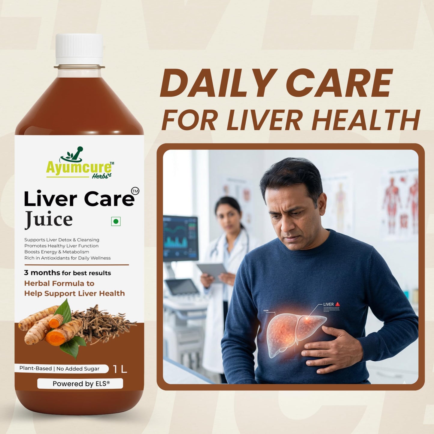 Ayumcure Liver Care Juice | Ayurvedic Herbs Blend for Natural Antioxidant Support, Liver Detox & Cleansing | Aloe Vera, Turmeric, Bhui Amla, Kalmegh & More Powerful Herbs | 1L (Pack of 4)