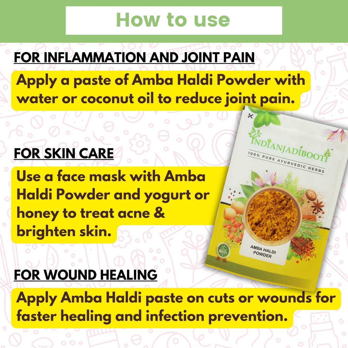 IndianJadiBooti Amba Haldi Powder - Kasturi Turmeric Churn - Curcuma am- image 6