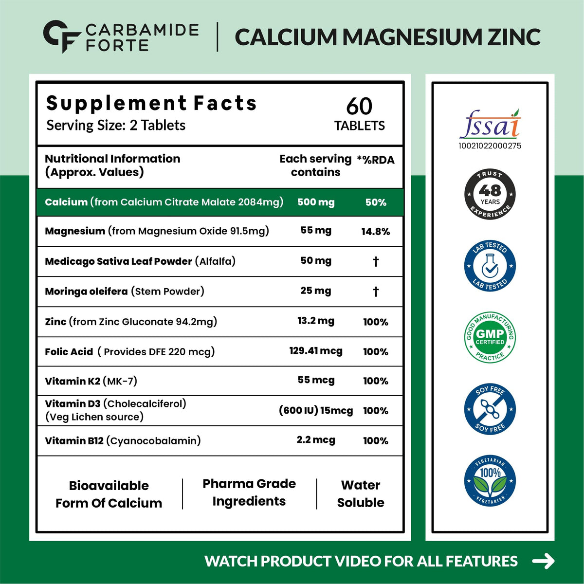 Carbamide Forte Glucosamine + Calcium Tablets – 90 + 60 Tablets with Collagen, Chondroitin, MSM, Magnesium, Zinc, K2-MK7 & B12