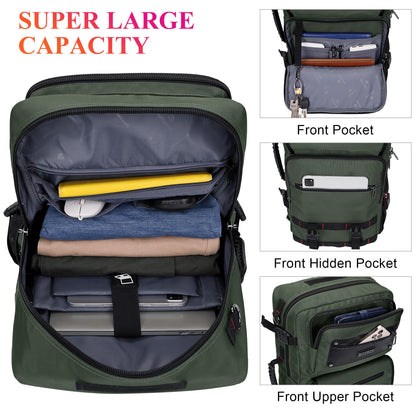 WITZMAN Carry On Travel Backpack for Men Fit 17 Inch Laptop Airline Approved 3 in 1 Laptop Backpack(B685 Army Green)