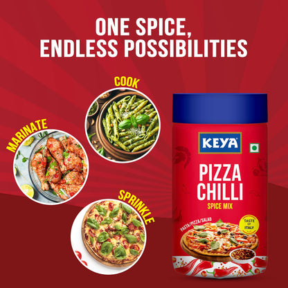 Keya Pizza Chilli Flakes | Seasonings |Multipurpose Seasoning| Zero added Colours, Fillers, Additives & Preservatives | 100% Natural | Perfect for Pizza, Pasta, Chilli Potato, Sweet Corn, Makhana| 60g