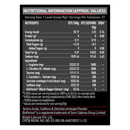 MuscleBlaze Pre Workout Ripped (Raspberry Lemonade, 250 g, 27 Servings)- image 4